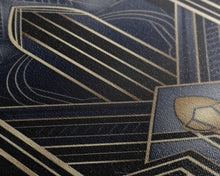 Carregar imagem no visualizador da galeria, Art Deco Wall art, Framed Canvas Print, Art Deco, Gold & blue art, Guest room art, Midcentury Modern, Stained glass art, Original painting