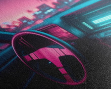 Carregar imagem no visualizador da galeria, Car interior Wall Art | Framed Canvas Print | Living room art | Neon Lights | Outrun Style | Guest room art | Retro art | Beautiful Art