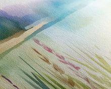 Carregar imagem no visualizador da galeria, Abstract Nature Wall Art Print, Wildflowers, Lake, River, Watercolor Art, Large Canvas Art Print, Panoramic, Wall Art, Canvas Print