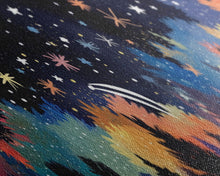 Carregar imagem no visualizador da galeria, Abstract Forest Art, Dark Forest Art, Autumn Canvas Print, Starry Night Sky, Framed Canvas Print, Panoramic, Wall Art, Canvas Print