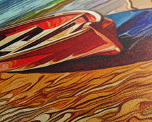 Carregar imagem no visualizador da galeria, Abandoned Canoe On The Lake, Framed Canvas Print, Oil Painting Style, Abstract Wall Art, Lakehouse Wall Decor, Boho Art