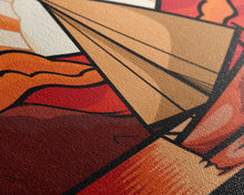 Carregar imagem no visualizador da galeria, Abstract Seascape Wall Art, Stained Glass Wall Decor, Sailboat Wall Art, Panoramic Wall Decor, Canvas Print, Wall Art, Framed Canvas Art