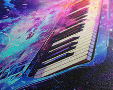 Cargar imagen en el visor de la galería, Cosmic Keyboard, Galaxy Music Art Framed Canvas Print, Electric Keyboard, Instrument Art, Studio Wall Decor