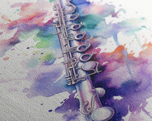 Carregar imagem no visualizador da galeria, Flute Wall Art, Instrument Print, Graffiti Art, Framed Canvas Print, Cool Studio Wall Decor, Music Gift