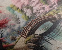 Cargar imagen en el visor de la galería, Cherry Blossoms, Japanese Wall Art, River Wall Art, Panoramic Art, Wall Art, Canvas Art, Landscape Art, Living Room Art, Tiny House Décor