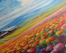 Cargar imagen en el visor de la galería, Flower Farm Wall Art, Tulip Field, Countryside Wall Print, Canvas Print, Wall Art, Vertical Art, Gifts For Grandma, Tiny House Decor