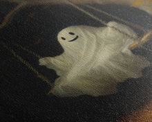 Load image into Gallery viewer, The Happy Playground Ghost, Funny Halloween, Vintage Halloween Canvas, Framed Canvas Print, Cute Wall Art, Ghost On A Swing, Macabre Art