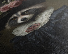 Carregar imagem no visualizador da galeria, Fancy Victorian Lady Racoon, Framed Canvas Print Or Canvas, Victorian Animal Print Oil Painting, Funny Halloween Decor