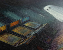Carregar imagem no visualizador da galeria, Ghost in an Abandoned Arcade, Nostalgia Canvas, Art Canvas Print, Dark Academia, Gothic Retro, Game Room Art, Halloween Decoration