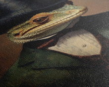 Load image into Gallery viewer, Dark Academia Victorian Gecko Art, Framed Canvas Print or Canvas, Halloween Art, Spooky Decor, Halloween Decoration