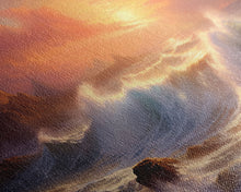 Carregar imagem no visualizador da galeria, 3 Piece Art Set, Seascape Painting Canvas Print, Beach House Decor, Sunset Painting, Original Painting, Boho Style Living Room Art