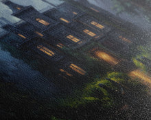 Load image into Gallery viewer, The Haunted House, Spooky Halloween Art, Haunted Victorian Mansion Framed Canvas Print, Horror Prints