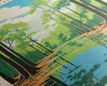 Cargar imagen en el visor de la galería, Congaree National Park South Carolina Travel Art, National Park Print, Minimalist Travel Art, Midcentury Modern Style Landscape Painting