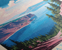 Load image into Gallery viewer, Crater Lake National Park Travel Poster Print, Canvas Print Wall Art, Oregon Travel Art, Midcentury Modern Travel Decor