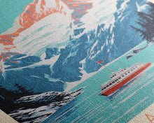 Load image into Gallery viewer, Glacier Bay National Park Alaska Travel Art, National Park Print, Minimalist Travel Art, Midcentury Modern Style Landscape Painting