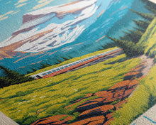 Carregar imagem no visualizador da galeria, Glacier National Park Travel Poster Art, Canvas Print Wall Art, Montana Travel Art, Midcentury Modern Travel Decor, MCM Wall Art