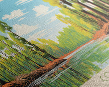 Cargar imagen en el visor de la galería, Congaree National Park, Panoramic South Carolina Travel Art, National Park Print, Minimalist Travel Art, Midcentury Modern Style Landscape