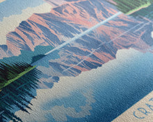 Load image into Gallery viewer, Crater Lake National Park, Panoramic Oregon Travel Art, National Park Print, Minimalist Travel Art, Midcentury Modern Style Landscape