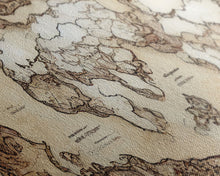 Load image into Gallery viewer, D&D RPG World Map Concept Art, Ready To Hang Canvas Print, Panoramic Art, Extra Wide Wall Decor, Cool Mancave Art, DND