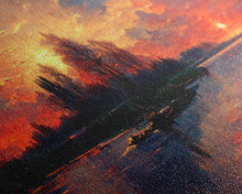 Carregar imagem no visualizador da galeria, Forest Sunset Wall Decor, Oil Painting Style, 3 Piece Wall Art, Ready To Hang Canvas Print, Cool Unique Living Room Wall Art Decor