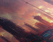 Load image into Gallery viewer, Cyberpunk City, Night City Watercolor, Videogame Concept Art, Watercolor Of a Cyberpunk City 3 Piece Wall Art, Ready To Hang Canvas Print