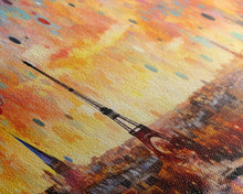 Load image into Gallery viewer, Eiffel Tower Abstract Paris France Panoramic Framed Canvas Print, Van Gogh Inspired Original Painting, Colorful Wall Art