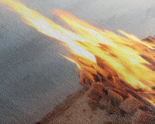 Carregar imagem no visualizador da galeria, Campfire On The Beach, Framed Canvas Print, Lakehouse Wall Art, Ocean Decor, Ocean Wall Art, Home & Office Decoration