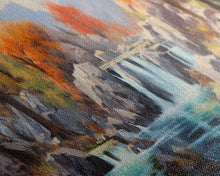 Load image into Gallery viewer, Beautiful Fall Centerpiece Wall Art, Framed Canvas Print, Autumn Landscape Watercolor Painting, Minimalist Boho Style Wall Art, Minimalist