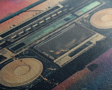 Load image into Gallery viewer, Boombox, Music Wall Art, Retro Wall Art, Canvas Print, Wall Hanging, Portrait Art, Apartment Wall Decor, Gaming Wall Decor, Above Bed Art