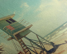 Load image into Gallery viewer, Beach Lifeguard Hut, Framed Canvas Print, Liminal Art, Framed Wall Decor, Beach Lifeguard Photography, Surf Art, Surf Print, Nautical Decor