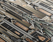 Load image into Gallery viewer, Art Deco Pattern Christmas Village - Framed Canvas Print - Retro Xmas Art - Christmas Decor - Christmas Wall Art - Christmas Art