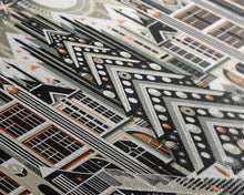 Load image into Gallery viewer, Art Deco Pattern Christmas Village - Framed Canvas Print - Retro Xmas Art - Christmas Decor - Christmas Wall Art - Christmas Art - Art Deco