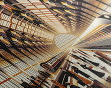 Load image into Gallery viewer, Art Deco Train Station - Retro Decor - Framed Canvas Print - Subway Art - Art Deco Pattern - Unique Retro Wall Art - Gift For Him