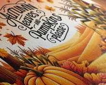 Carregar imagem no visualizador da galeria, Autumn Leaves and Pumpkins Please! Modern Farmhouse Wall Decor, Dining Room Wall Sign Kitchen Decor Large Framed Canvas Print, Fall Wall Art