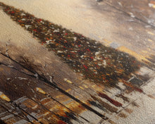 Carregar imagem no visualizador da galeria, Cute Christmas Village Art, Christmas Decor, Framed Canvas Print, Holiday Painting, Seasonal Decor, Christmas Tree Art Christmas Centerpiece