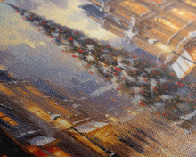 Cargar imagen en el visor de la galería, Christmas Tree In The Town Square - Winter Wonderland Canvas Print - Christmas Village - Christmas Decor - Winter Centerpiece