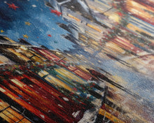 Cargar imagen en el visor de la galería, Christmas Wall Art - Framed Canvas Print - Winter Wonderland Victorian Village Decorated for Christmas - Christmas Canvas Wall Art