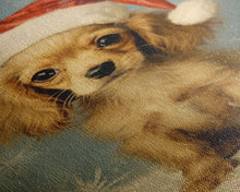 Load image into Gallery viewer, Cocker Spaniel Puppy In A Santa Hat, Framed Canvas Print, Christmas Decor, Holiday Decor, Seasonal Wall Decor, Farmhouse Christmas