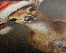 Cargar imagen en el visor de la galería, Cute Deer Wearing A Santa Hat, Christmas Decor, Woodland Animals, Christmas Wall Art, Winter Decor, Holiday Decor, Seasonal Decor