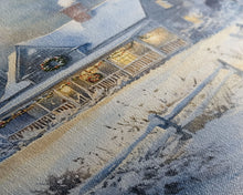 Cargar imagen en el visor de la galería, Christmas Cottage Wall Art, Framed Canvas Print, Winter Wonderland Landscape Print