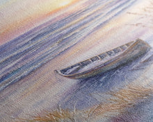 Carregar imagem no visualizador da galeria, Abandoned Canoe On The Beach, Framed Canvas Print, Nautical Decor, Christmas Outdoor Decor, Christmas Prints Wall Art