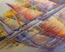 Load image into Gallery viewer, Colorful Sailboats Reflected On Water Framed Canvas Print Fall Nautical Wall Art Coastal Decor Best Gift Idea Holiday Wall Art