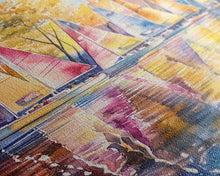 Load image into Gallery viewer, Church Steeple Surrounded By Fall Trees Framed Canvas Print Autumn Village Scene Best Gift Seasonal Wall Art Holiday Home Decor