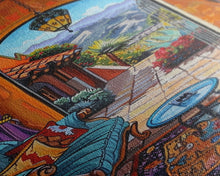 Load image into Gallery viewer, Cozy Southwestern Patio Framed Canvas Print Colorful Courtyard Best Gift Idea Home Decor Bright Seasonal Art Above Sofa Wall Art