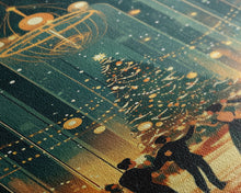 Load image into Gallery viewer, Elegant Ballroom Christmas Dance Scene with Holiday Lights and Decorations, Perfect Holiday Decor for Winter Wonderland, Framed Canvas Print