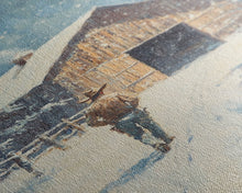 Load image into Gallery viewer, Cowboy Walking in Snow Scene Framed Canvas Print - Moody Landscape Art for Winter Home Decor 2024 Rustic Winter Wall Art