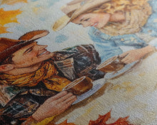 Load image into Gallery viewer, Cowboy and Cowgirl Fall Scene Framed Canvas Print - 2024 Rustic Autumn Love Country Art Gift Idea Fall Wall Decor