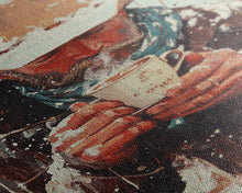 Load image into Gallery viewer, Cowboy Riding Horse in Winter Forest Framed Canvas Print - Moody Winter Landscape Art Perfect 2024 Christmas Home Decor