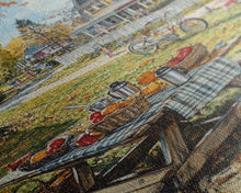 Carregar imagem no visualizador da galeria, Autumn Picnic Outdoors Tall Art Framed Canvas Print With Basket Of Apples, Fall Scene Wall Art, Country Farmhouse Decor For Kitchen