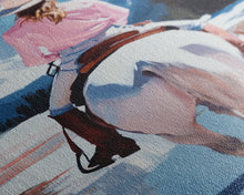 Carregar imagem no visualizador da galeria, Female Cowboy Riding Through Winter Mountains Framed Canvas Print Christmas Wall Art Winter Wonderland Vintage Christmas Gift Wall Art